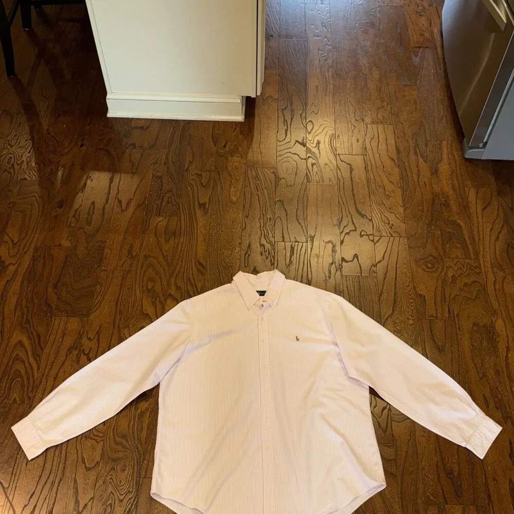 Polo Ralph Lauren Oxford Shirt XXL Pink White Striped Classic Fit Pony Pristine